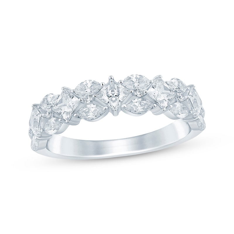Main Image 1 of Now + Forever Marquise & Princess-Cut Diamond Anniversary Ring 1-1/3 ct tw 14K White Gold