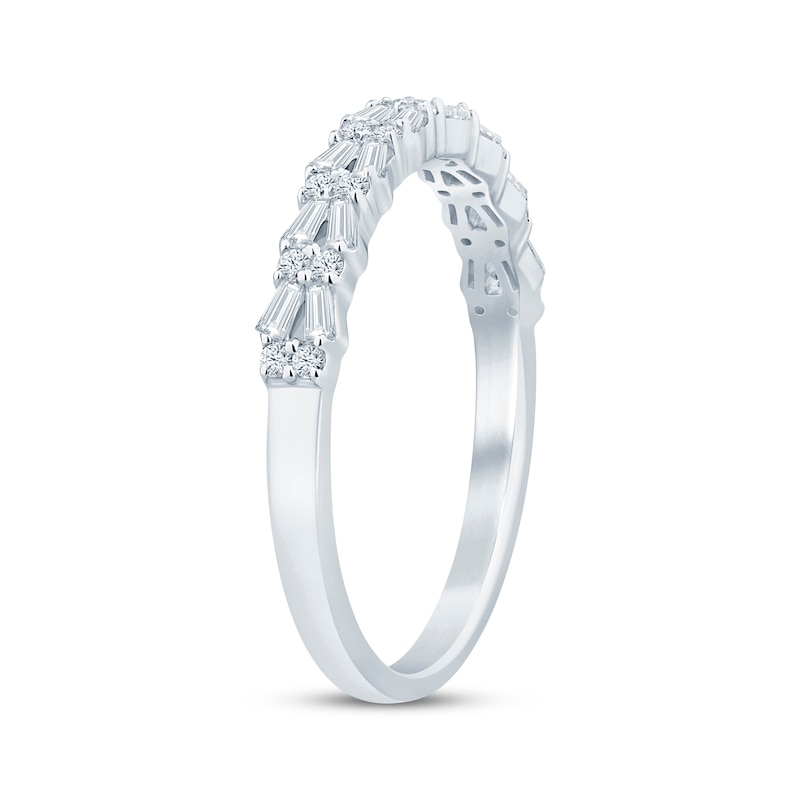 Main Image 2 of Now + Forever Baguette & Round-Cut Diamond Anniversary Ring 1/3 ct tw 10K White Gold