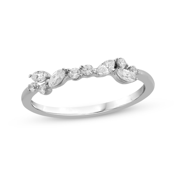 Now + Forever Marquise & Round-Cut Diamond Scatter Anniversary Ring 1/4 ct tw 10K White Gold