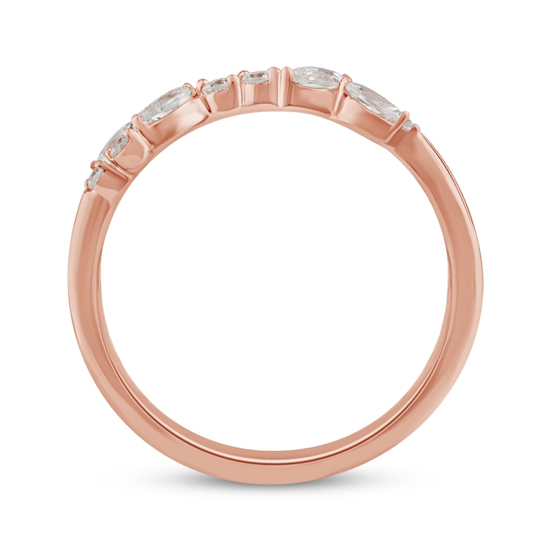 Main Image 3 of Now + Forever Marquise & Round-Cut Diamond Scatter Anniversary Ring 1/4 ct tw 10K Rose Gold