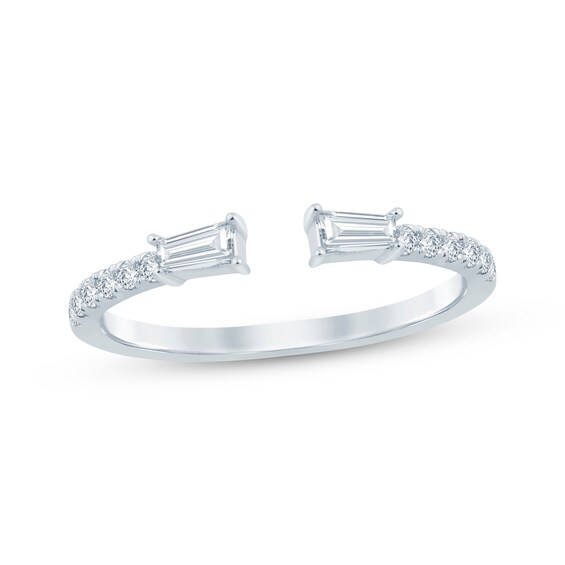 Now + Forever Baguette & Round-Cut Diamond Deconstructed Anniversary Ring 1/3 ct tw 14K White Gold