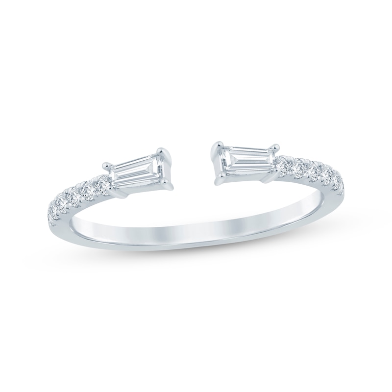 Main Image 1 of Now + Forever Baguette & Round-Cut Diamond Deconstructed Anniversary Ring 1/3 ct tw 14K White Gold