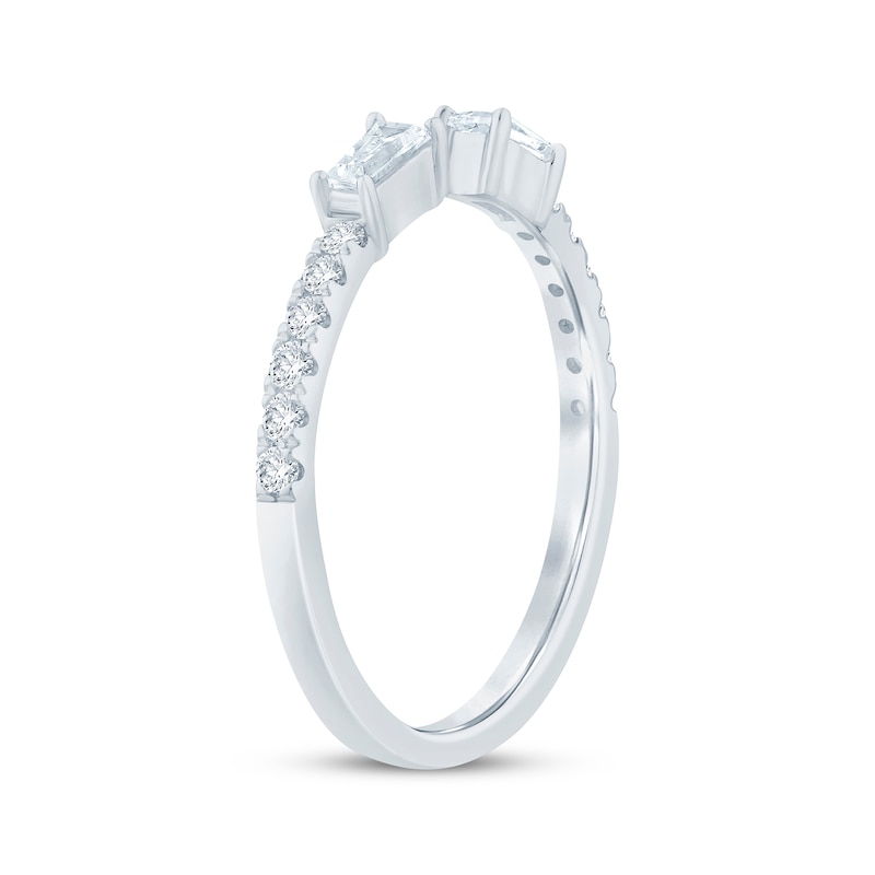 Main Image 2 of Now + Forever Baguette & Round-Cut Diamond Deconstructed Anniversary Ring 1/3 ct tw 14K White Gold
