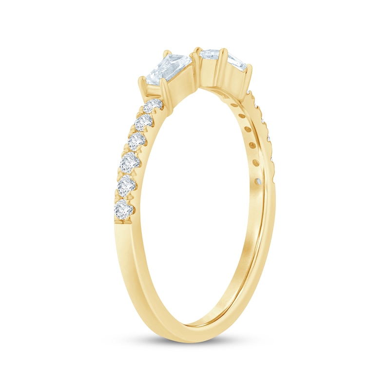 Main Image 2 of Now + Forever Baguette & Round-Cut Diamond Deconstructed Anniversary Ring 1/3 ct tw 14K Yellow Gold