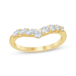 Now + Forever Marquise & Round-Cut Diamond Chevron Anniversary Ring 1/2 ct tw 14K Yellow Gold