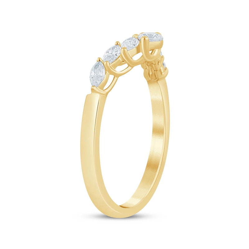 Main Image 2 of Now + Forever Marquise & Round-Cut Diamond Chevron Anniversary Ring 1/2 ct tw 14K Yellow Gold
