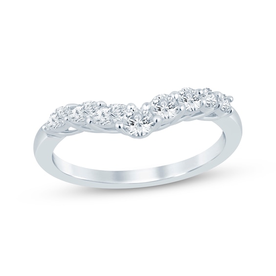 Now + Forever Marquise & Round-Cut Diamond Chevron Anniversary Ring 1/2 ct tw 14K White Gold