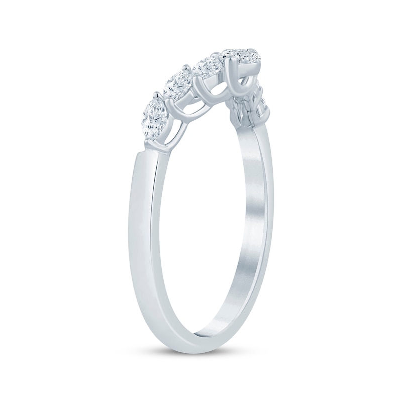 Main Image 2 of Now + Forever Marquise & Round-Cut Diamond Chevron Anniversary Ring 1/2 ct tw 14K White Gold