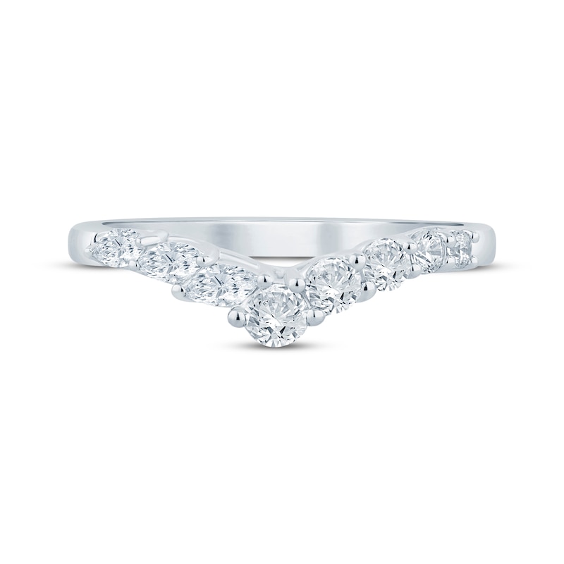 Main Image 3 of Now + Forever Marquise & Round-Cut Diamond Chevron Anniversary Ring 1/2 ct tw 14K White Gold