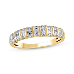 Now + Forever Baguette & Round-Cut Diamond Anniversary Ring 1/2 ct tw 14K Yellow Gold