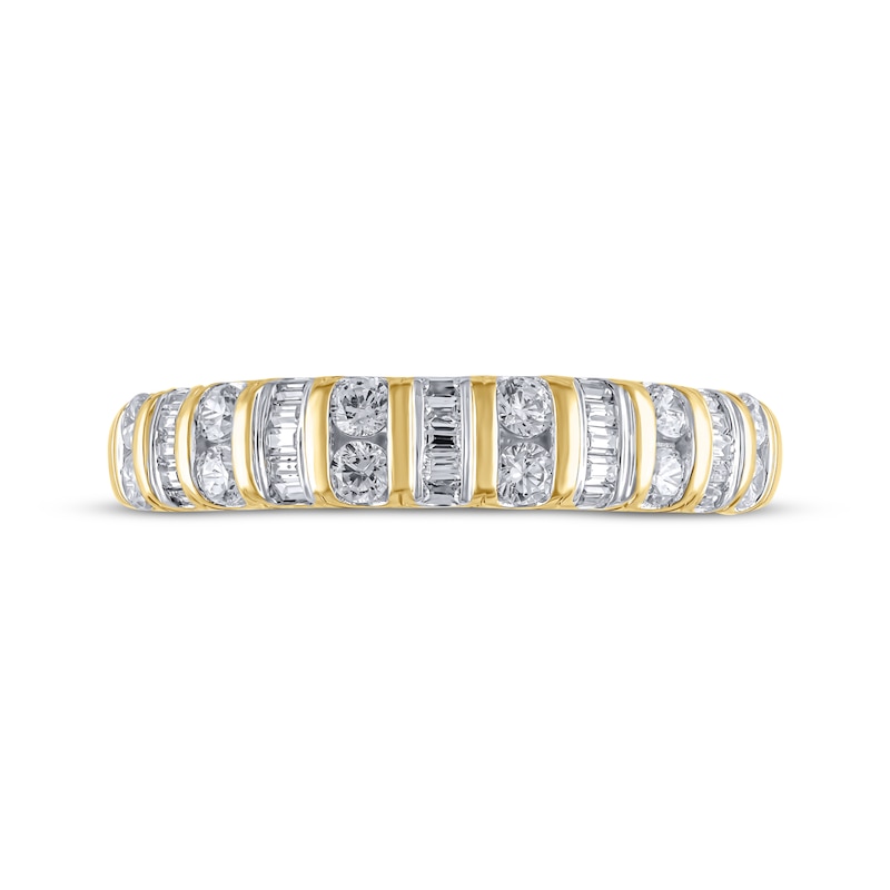 Main Image 3 of Now + Forever Baguette & Round-Cut Diamond Anniversary Ring 1/2 ct tw 14K Yellow Gold