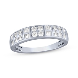 Now + Forever Baguette & Round-Cut Diamond Anniversary Ring 1/2 ct tw 14K White Gold