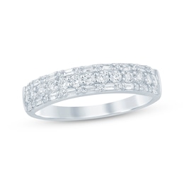Now + Forever Baguette & Round-Cut Anniversary Ring 1/2 ct tw 14K White Gold