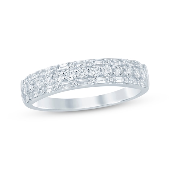 Now + Forever Baguette & Round-Cut Anniversary Ring 1/2 ct tw 14K White Gold
