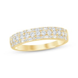 Now + Forever Baguette & Round-Cut Anniversary Ring 1/2 ct tw 14K Yellow Gold