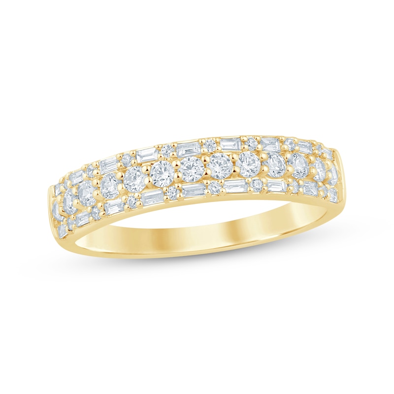 Main Image 1 of Now + Forever Baguette & Round-Cut Anniversary Ring 1/2 ct tw 14K Yellow Gold