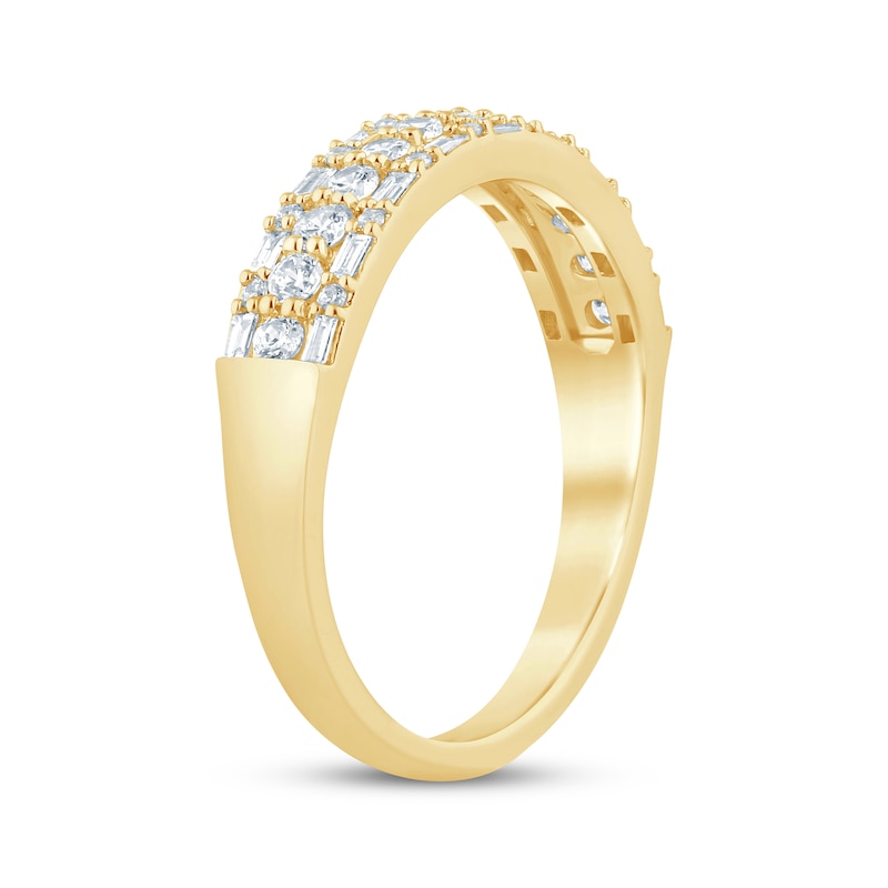 Main Image 2 of Now + Forever Baguette & Round-Cut Anniversary Ring 1/2 ct tw 14K Yellow Gold