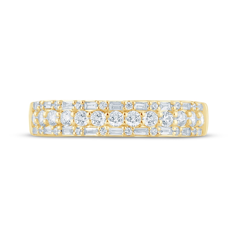 Main Image 3 of Now + Forever Baguette & Round-Cut Anniversary Ring 1/2 ct tw 14K Yellow Gold