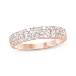 Now + Forever Baguette & Round-Cut Anniversary Ring 1/2 ct tw 14K Rose Gold