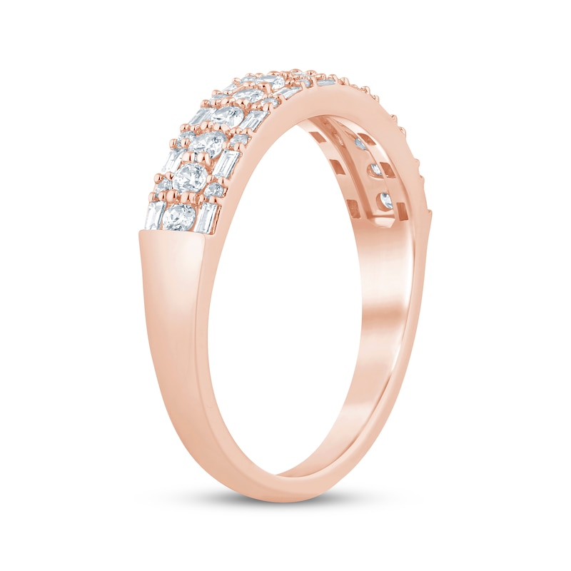 Main Image 2 of Now + Forever Baguette & Round-Cut Anniversary Ring 1/2 ct tw 14K Rose Gold