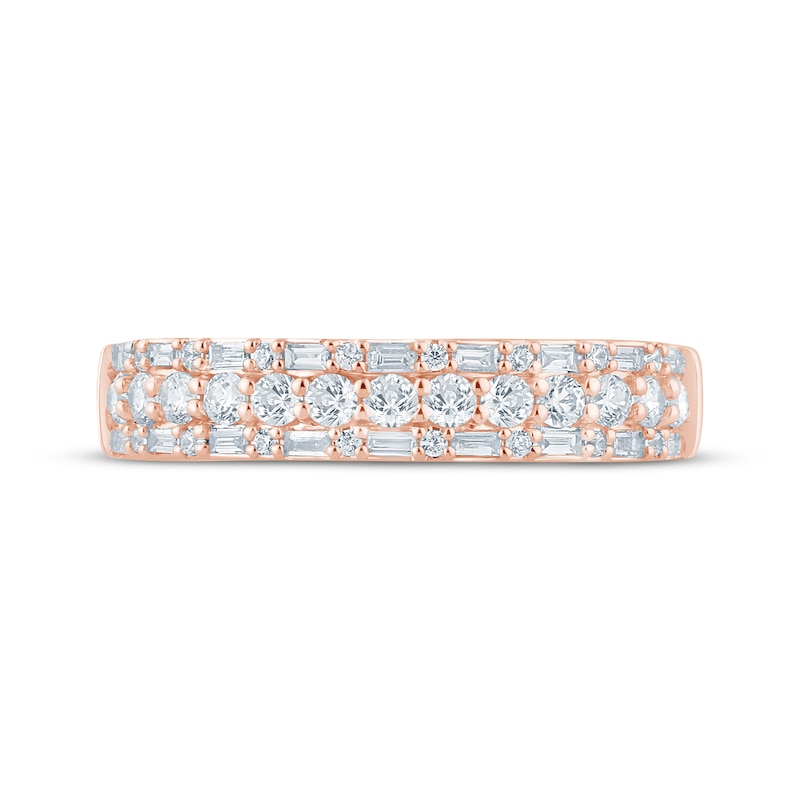 Main Image 3 of Now + Forever Baguette & Round-Cut Anniversary Ring 1/2 ct tw 14K Rose Gold