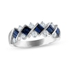 Thumbnail Image 0 of Baguette-Cut Blue Sapphire & Diamond Anniversary Ring 1/2 ct tw 14K White Gold