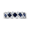 Thumbnail Image 2 of Baguette-Cut Blue Sapphire & Diamond Anniversary Ring 1/2 ct tw 14K White Gold