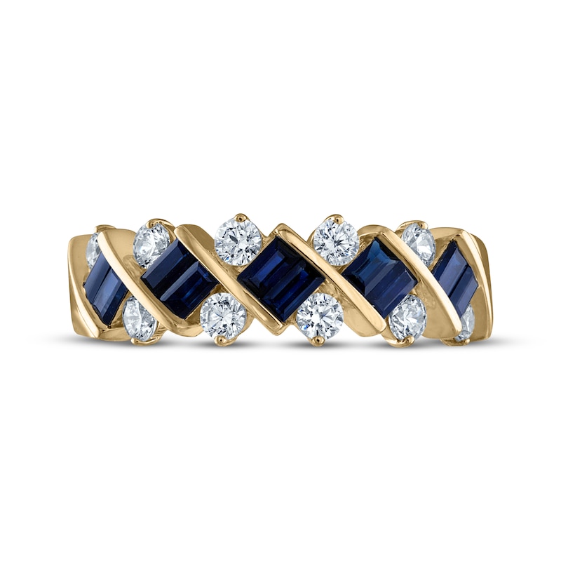 Main Image 3 of Now + Forever Baguette-Cut Sapphire & Diamond Anniversary Ring 1/2 ct tw 14K Yellow Gold