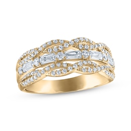 Now + Forever Baguette & Round-Cut Diamond Twist Anniversary Ring 3/4 ct tw 14K Yellow Gold