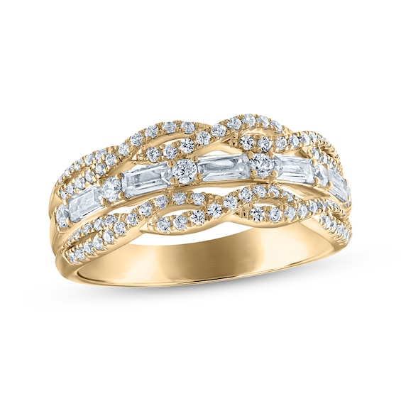 Now + Forever Baguette & Round-Cut Diamond Twist Anniversary Ring 3/4 ct tw 14K Yellow Gold