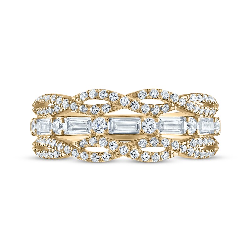 Main Image 3 of Now + Forever Baguette & Round-Cut Diamond Twist Anniversary Ring 3/4 ct tw 14K Yellow Gold