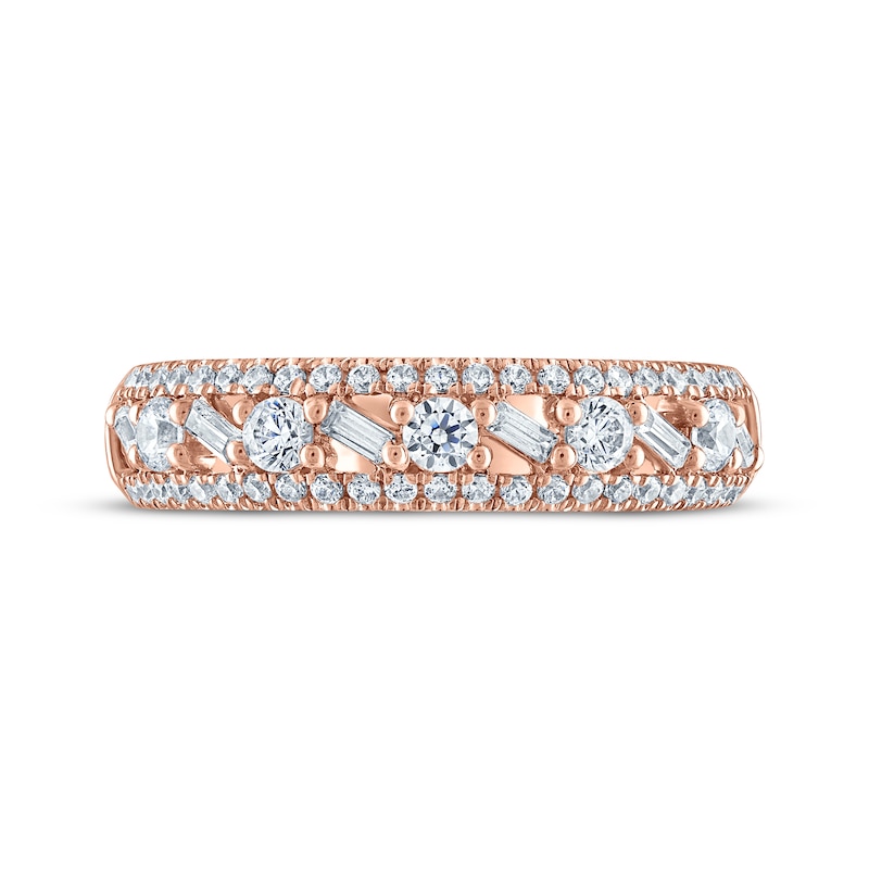 Main Image 3 of Now + Forever Baguette & Round-Cut Diamond Anniversary Ring 5/8 ct tw 14K Rose Gold