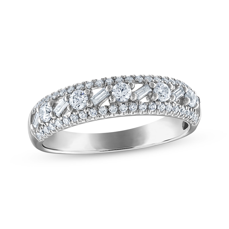 Main Image 1 of Now + Forever Baguette & Round-Cut Diamond Anniversary Ring 5/8 ct tw 14K White Gold