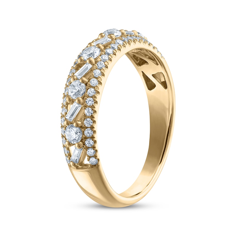 Main Image 2 of Now + Forever Baguette & Round-Cut Diamond Anniversary Ring 5/8 ct tw 14K Yellow Gold