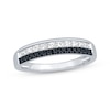 Thumbnail Image 1 of Now + Forever Princess-Cut White Diamond & Round-Cut Black Diamond Anniversary Ring 1/2 ct tw 14K White Gold