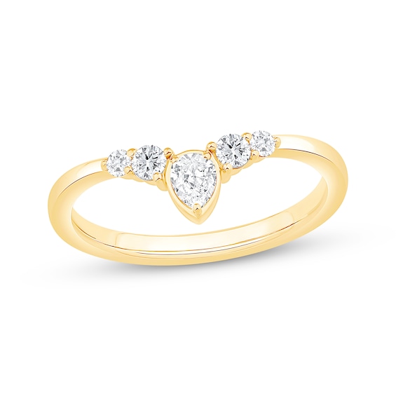 Now + Forever Pear-Shaped & Round-Cut Diamond Contour Band 1/4 ct tw 14K Yellow Gold