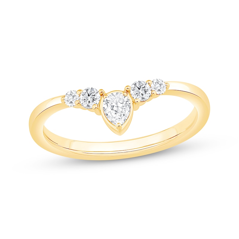 Main Image 1 of Now + Forever Pear-Shaped & Round-Cut Diamond Contour Band 1/4 ct tw 14K Yellow Gold