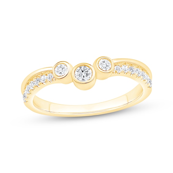 Now + Forever Diamond Three-Stone Bezel Contour Band 1/3 ct tw 14K Yellow Gold