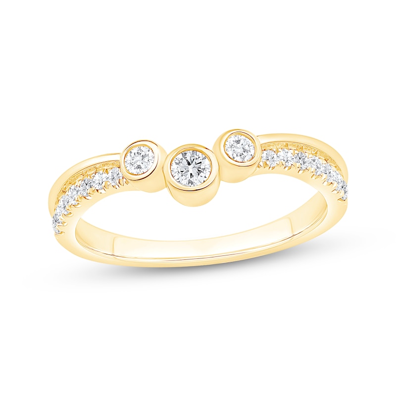 Main Image 1 of Now + Forever Diamond Three-Stone Bezel Contour Band 1/3 ct tw 14K Yellow Gold