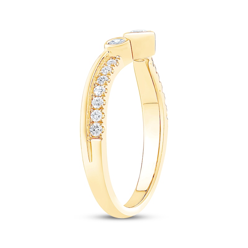 Main Image 2 of Now + Forever Diamond Three-Stone Bezel Contour Band 1/3 ct tw 14K Yellow Gold