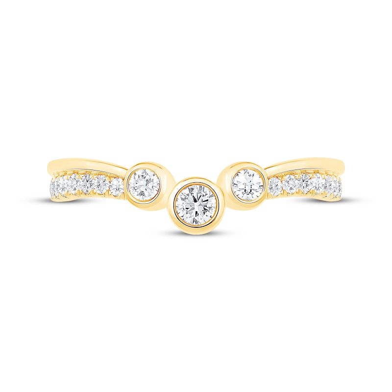 Main Image 3 of Now + Forever Diamond Three-Stone Bezel Contour Band 1/3 ct tw 14K Yellow Gold
