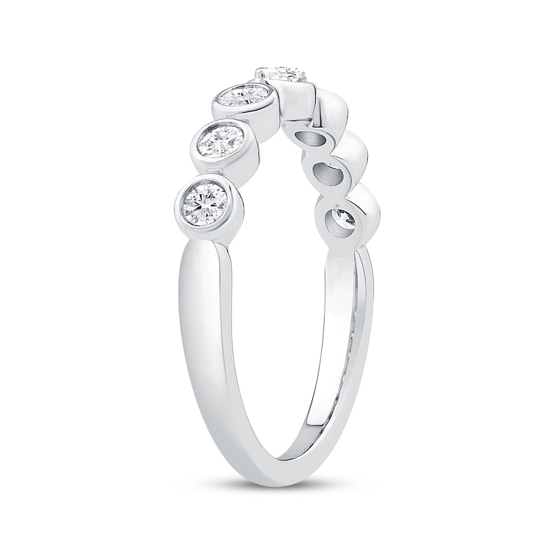 Main Image 2 of Now + Forever Marquise & Round-Cut Diamond Bezel Anniversary Ring 3/8 ct tw 14K White Gold