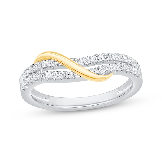 Now + Forever Diamond Crossover Anniversary Ring 1/4 ct tw 10K Two-Tone Gold