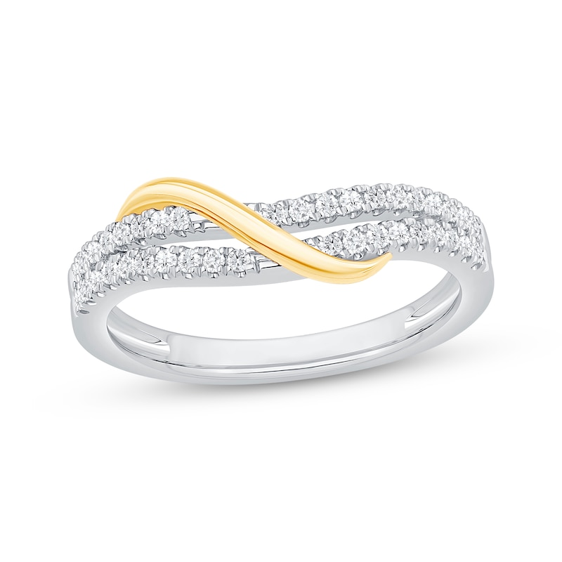 Main Image 1 of Now + Forever Diamond Crossover Anniversary Ring 1/4 ct tw 10K Two-Tone Gold
