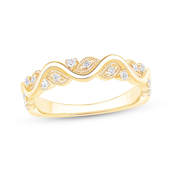 Now + Forever Diamond Wavy Anniversary Ring 1/8 ct tw 10K Yellow Gold