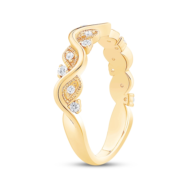 Main Image 2 of Now + Forever Diamond Wavy Anniversary Ring 1/8 ct tw 10K Yellow Gold