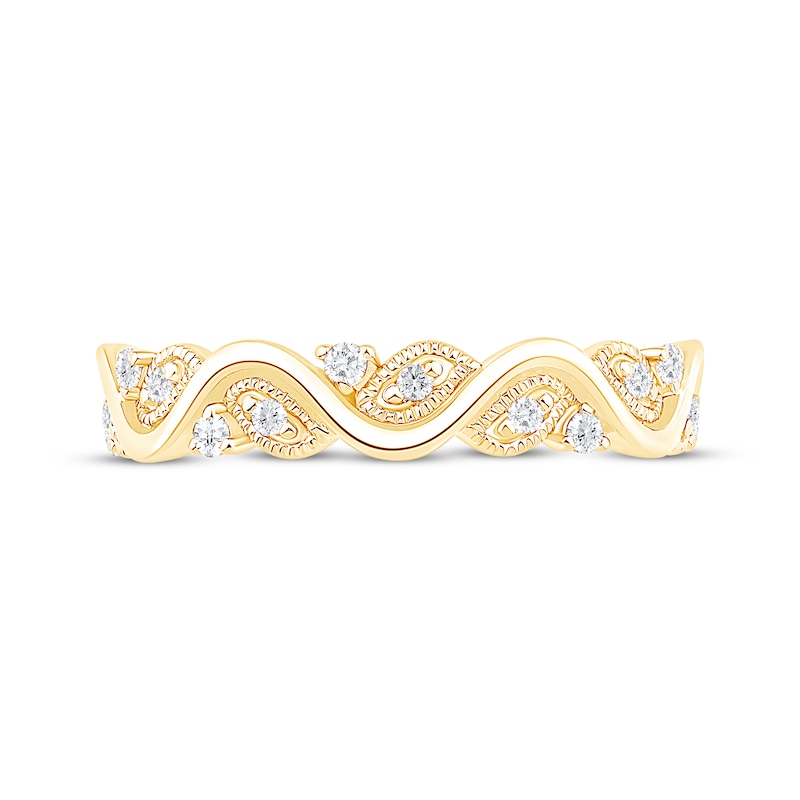 Main Image 3 of Now + Forever Diamond Wavy Anniversary Ring 1/8 ct tw 10K Yellow Gold