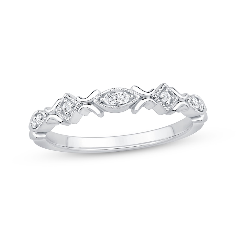 Main Image 1 of Now + Forever Vintage-Inspired Diamond Anniversary Ring 1/15 ct tw 10K White Gold