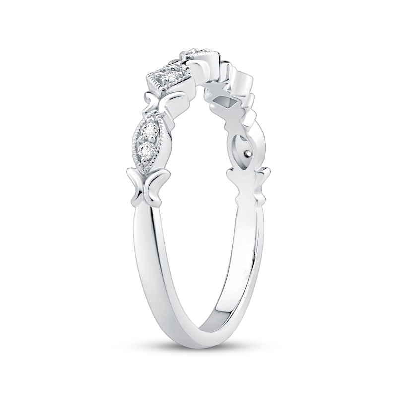 Vintage-Inspired Diamond Anniversary Ring 1/15 ct tw 10K White Gold