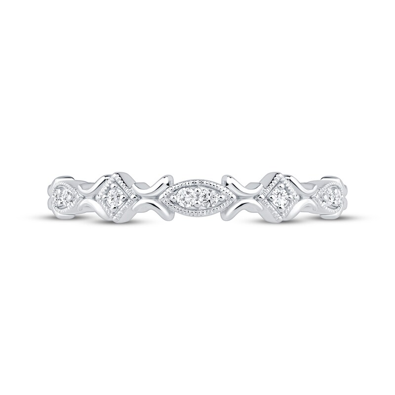 Vintage-Inspired Diamond Anniversary Ring 1/15 ct tw 10K White Gold